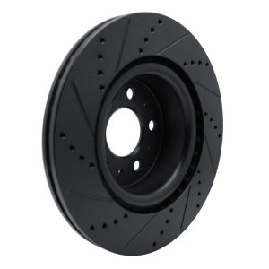 Tesla Model 3 Brake Rotor (1) - Front Right - R1 Concepts - Drilled & Slotted - Black - `17-`25